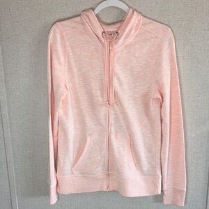 Sonoma Life+Style Satin Peach Zip Hoodie M Lightweight Athleisure Pockets Lounge
